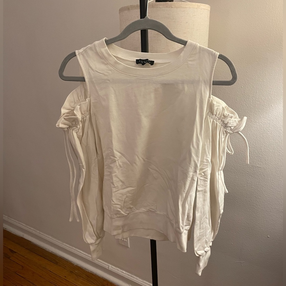 White Open Shoulder Top with Side Ties